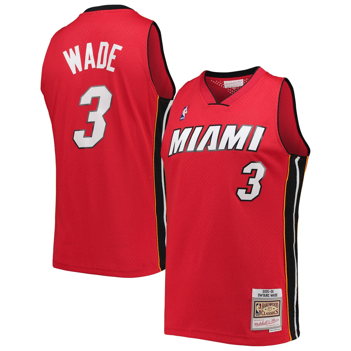 Men's Miami Heat Dwyane Wade Mitchell & Ness Red 2005-06 Hardwood Classics Swingman Jersey - image 1