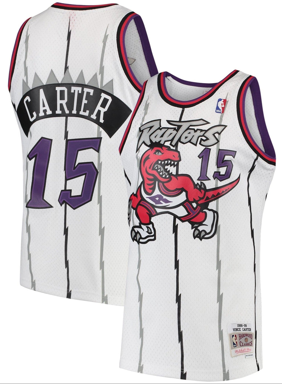 Men's Mitchell & Ness Vince Carter Toronto Raptors White 1997-98 Hardwood Classics Swingman Jersey - image 1