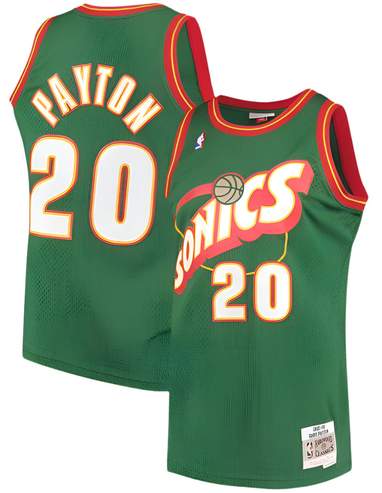 Men's Seattle SuperSonics Gary Payton Mitchell & Ness Green 1995-96 Hardwood Classics Swingman Jersey - image 1