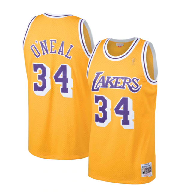 Los Angeles Lakers Shaquille O'Neal Gold 1996-97 Hardwood Classics Swingman Jersey - image 1