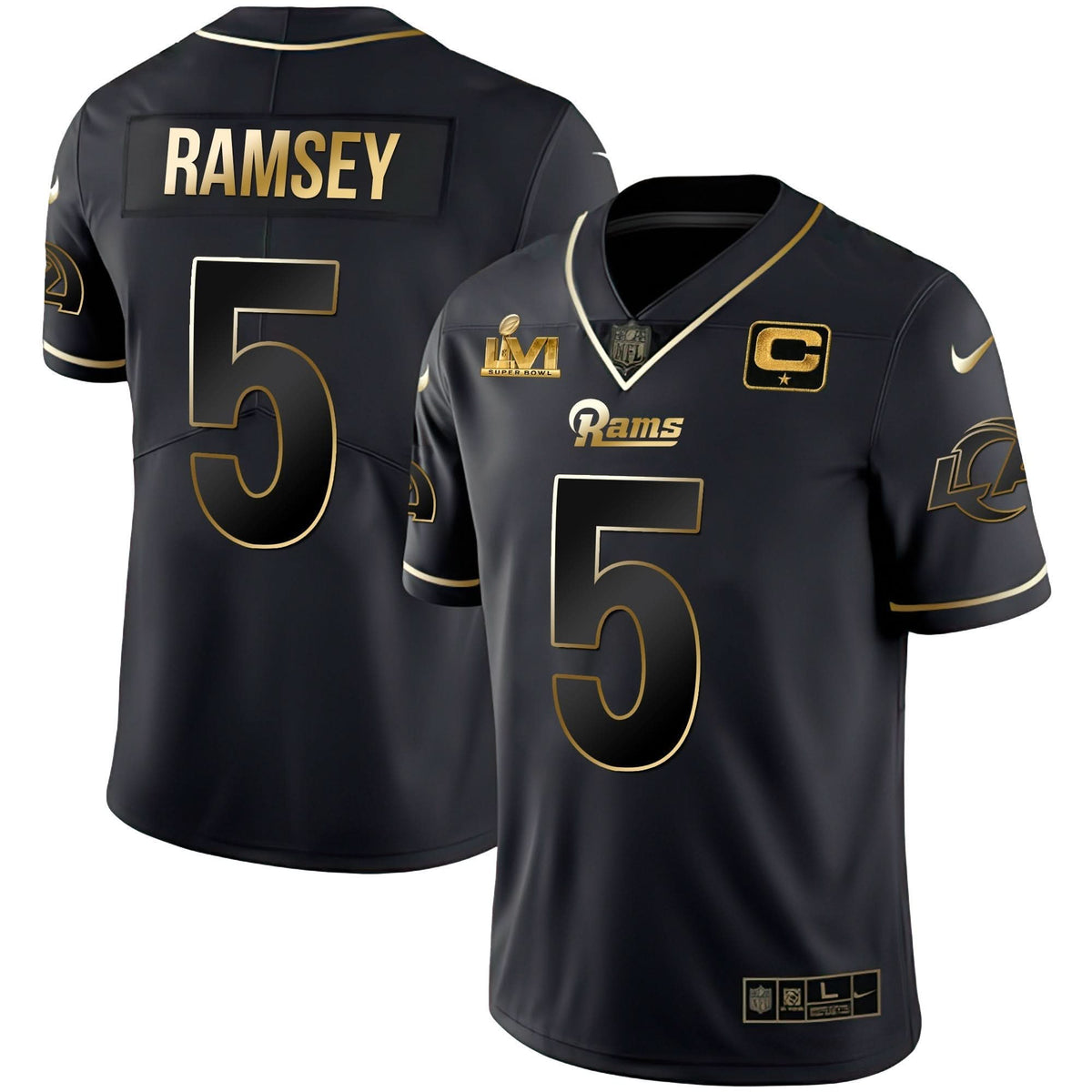 LAR Super Bowl LVI Black Gold Jersey - image 4
