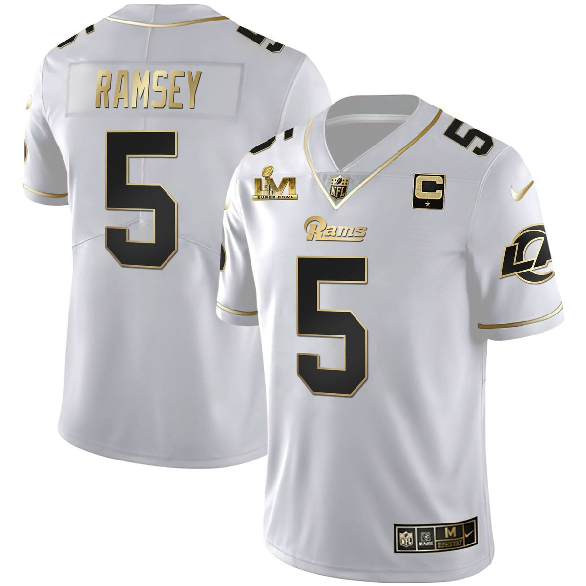 LAR Super Bowl LVI White Gold & Black Gold Jersey - image 4