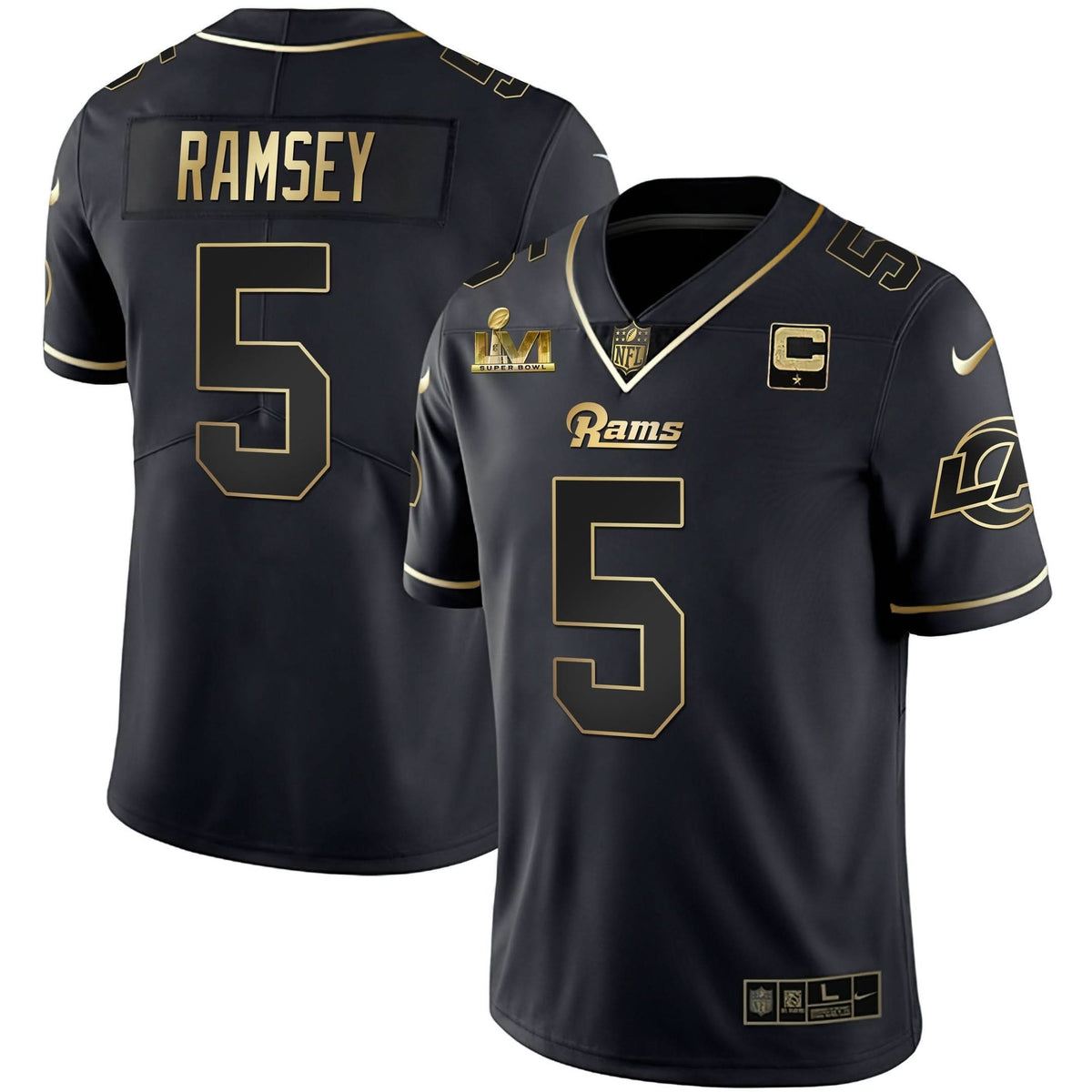LAR Super Bowl LVI White Gold & Black Gold Jersey - image 8