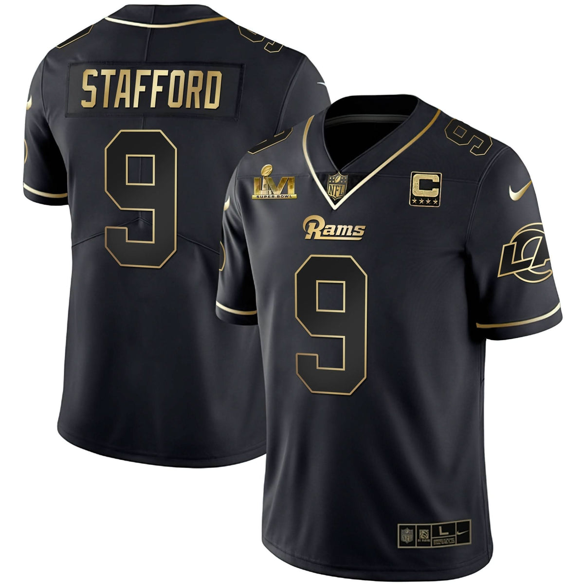 LAR Super Bowl LVI White Gold & Black Gold Jersey - image 7