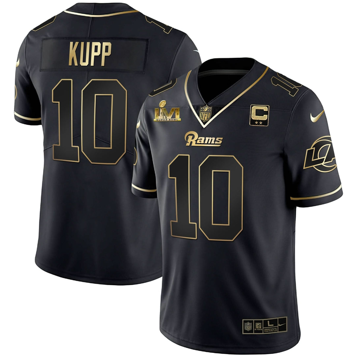 LAR Super Bowl LVI White Gold & Black Gold Jersey - image 5