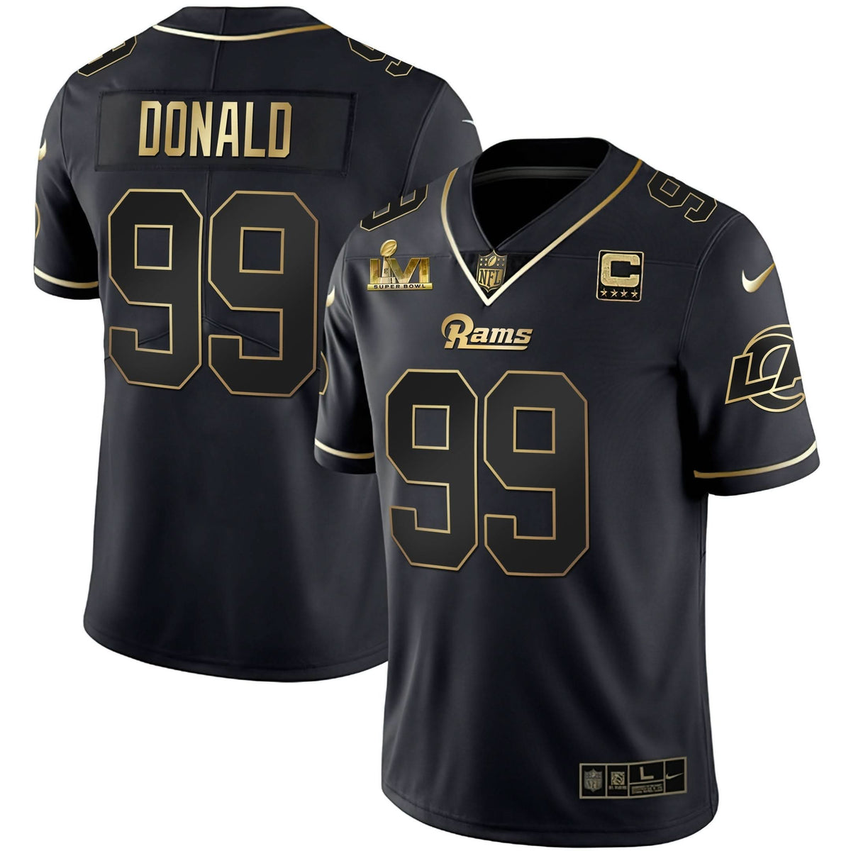 LAR Super Bowl LVI White Gold & Black Gold Jersey - image 6