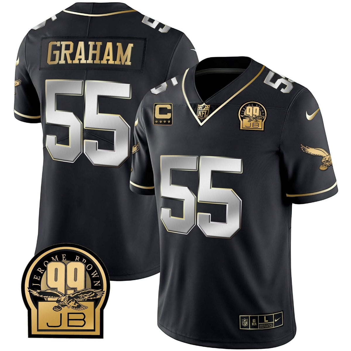 PHI Jerome Brown Retired Patch Gold & Kelly Jersey - image 44