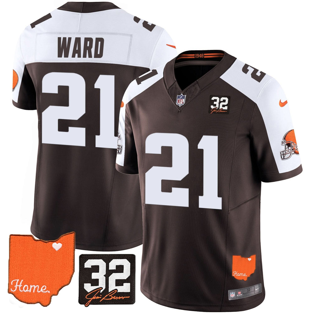 CLE #32 Jim Brown Memorial & Home Patch Vapor Limited Jersey - image 8