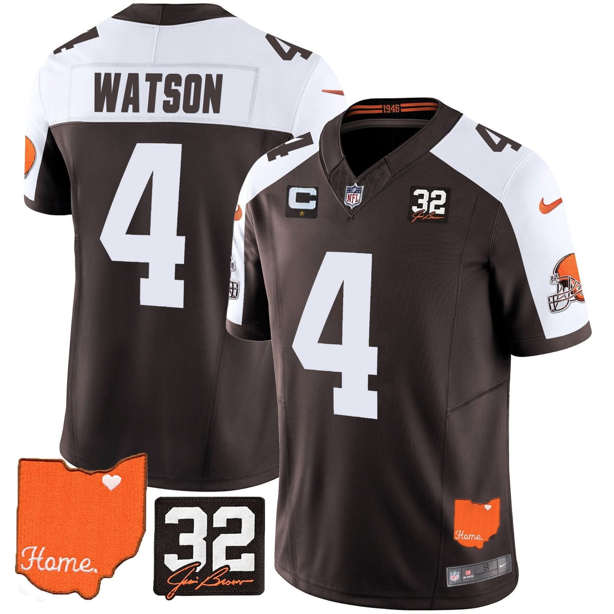 CLE #32 Jim Brown Memorial & Home Patch Vapor Limited Jersey - image 3