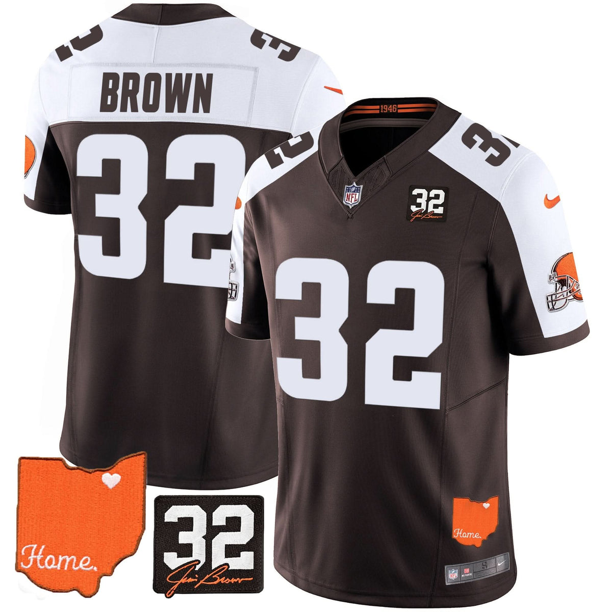 CLE #32 Jim Brown Memorial & Home Patch Vapor Limited Jersey - image 6