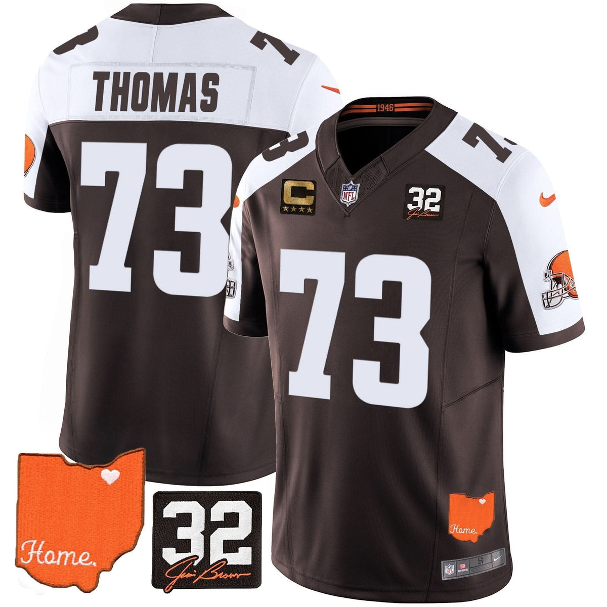 CLE #32 Jim Brown Memorial & Home Patch Vapor Limited Jersey - image 5