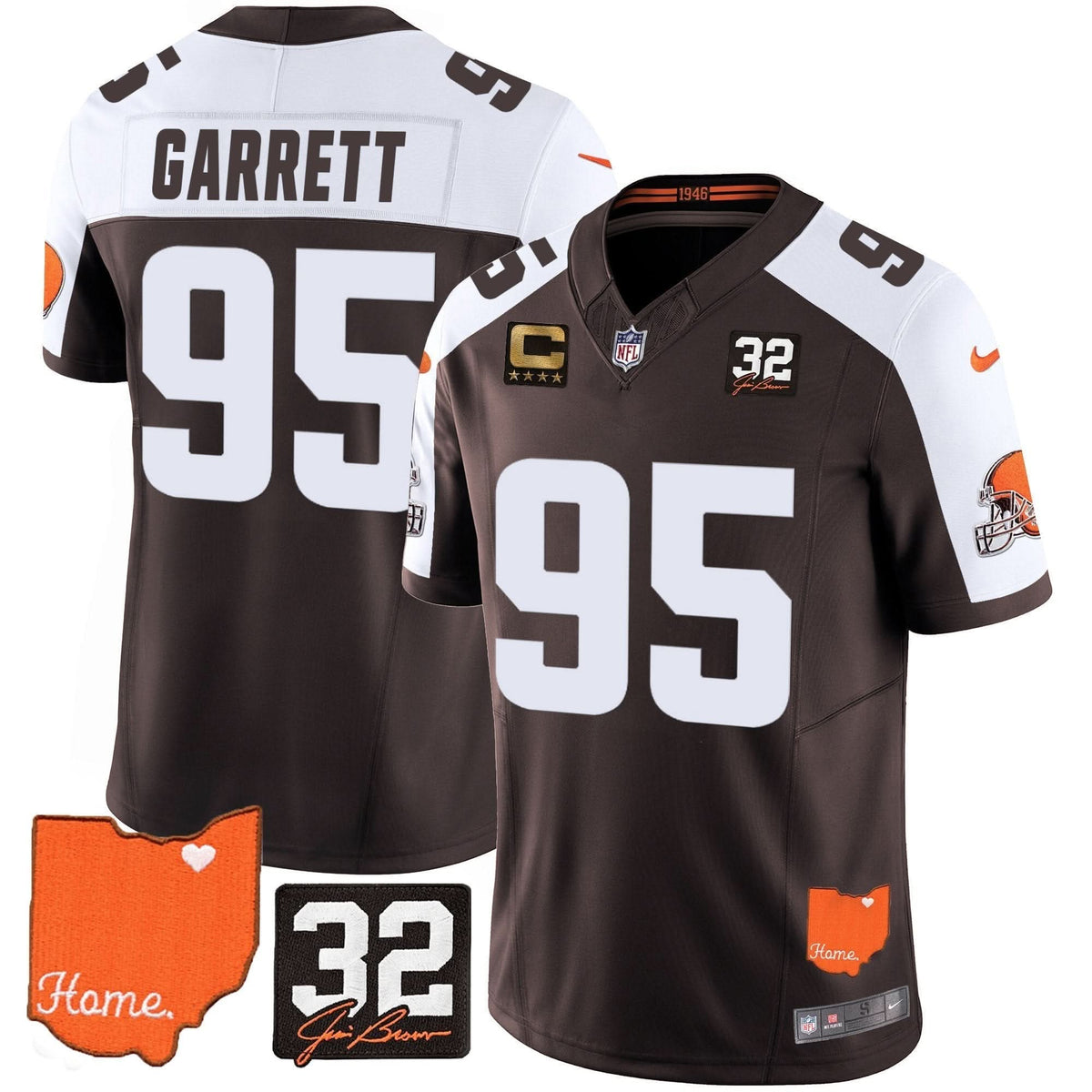 CLE #32 Jim Brown Memorial & Home Patch Vapor Limited Jersey - image 7