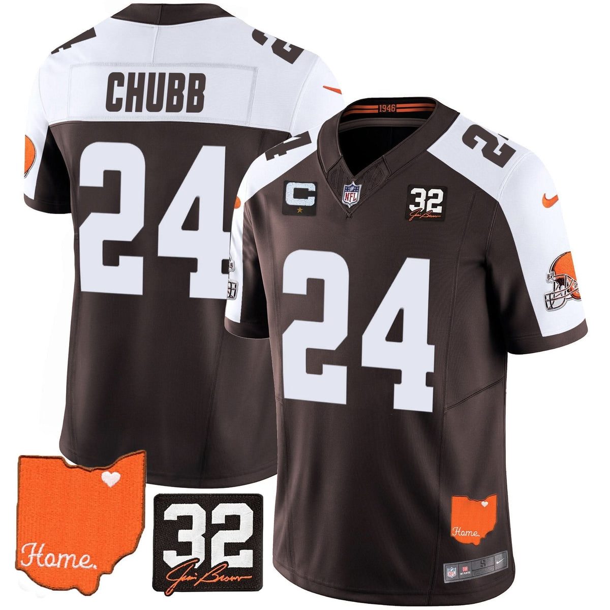CLE #32 Jim Brown Memorial & Home Patch Vapor Limited Jersey - image 4