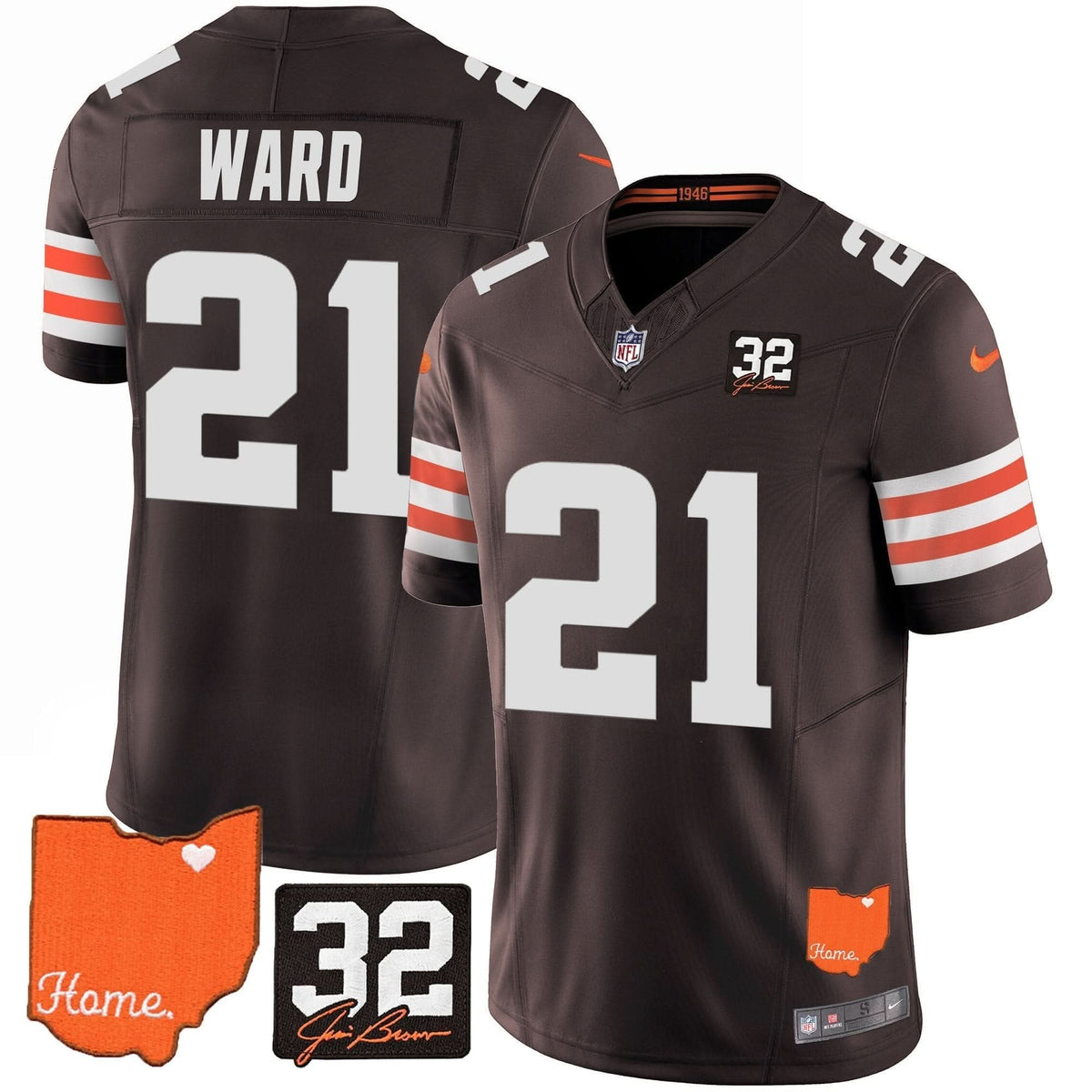 CLE #32 Jim Brown Memorial & Home Patch Vapor Limited Jersey - image 18