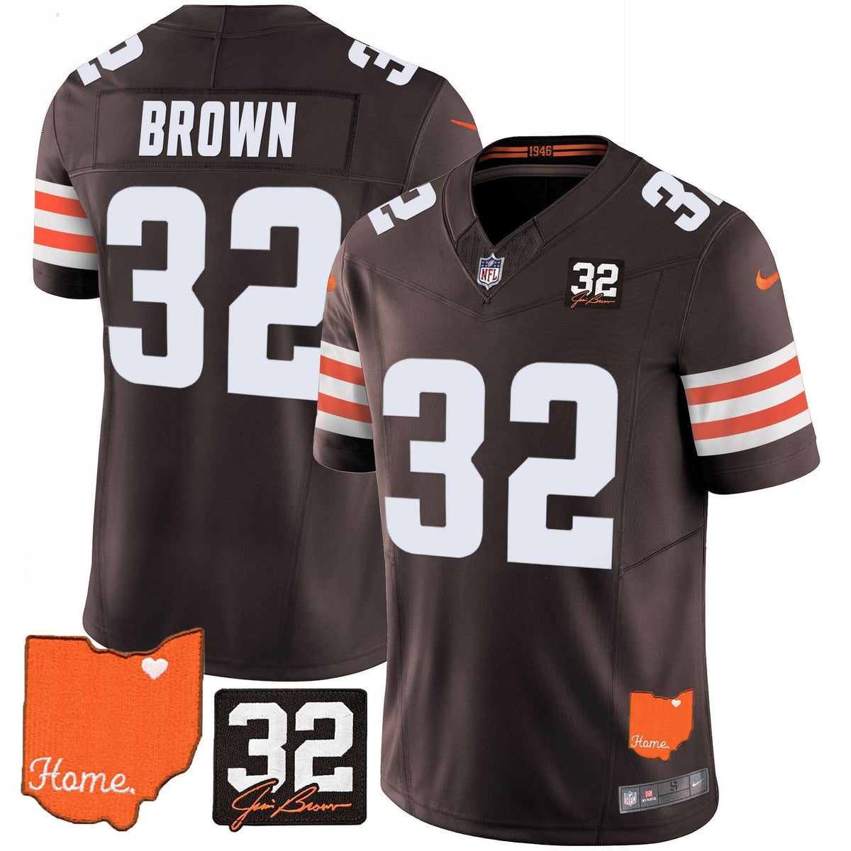 CLE #32 Jim Brown Memorial & Home Patch Vapor Limited Jersey - image 16