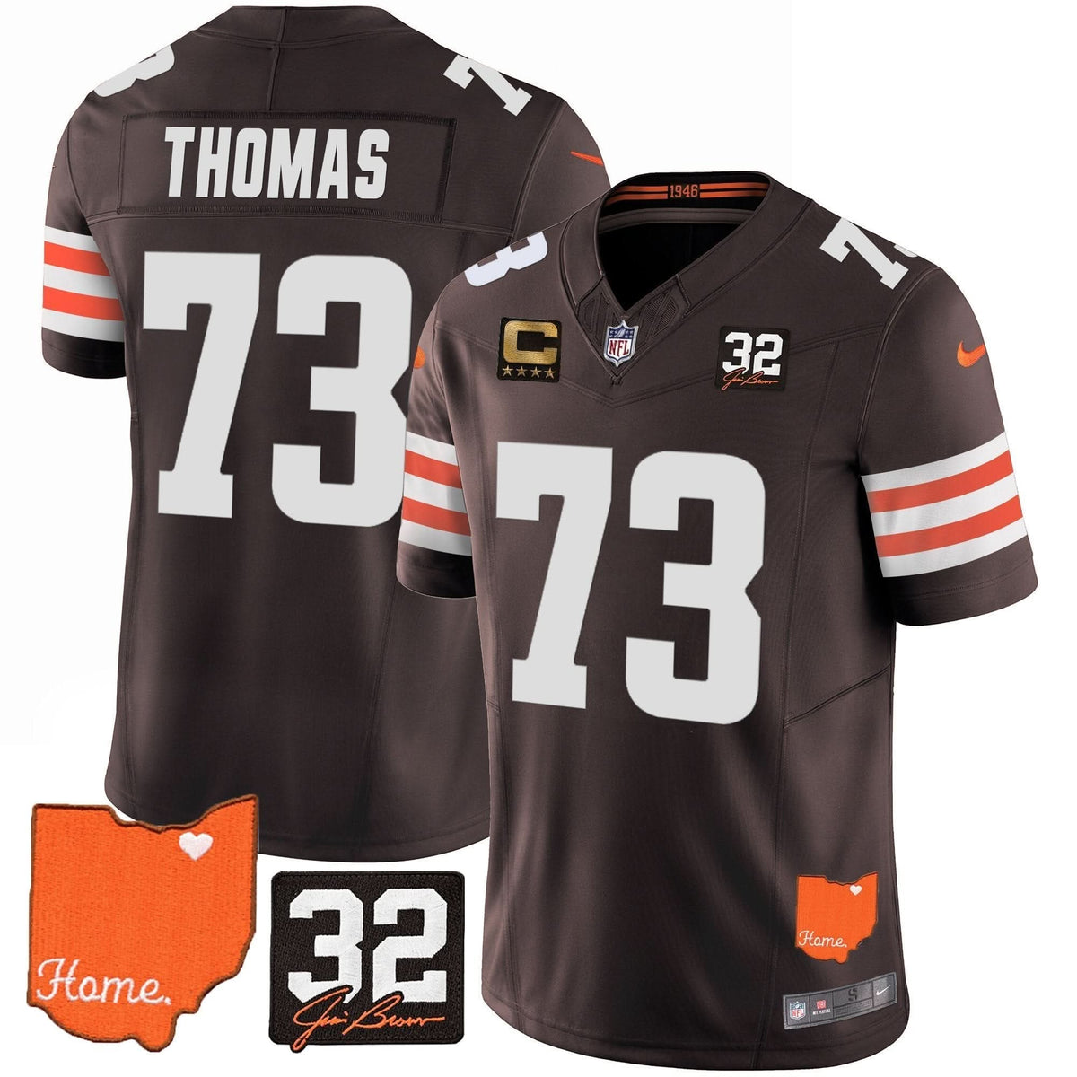 CLE #32 Jim Brown Memorial & Home Patch Vapor Limited Jersey - image 15