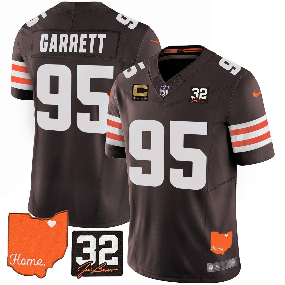 CLE #32 Jim Brown Memorial & Home Patch Vapor Limited Jersey - image 17