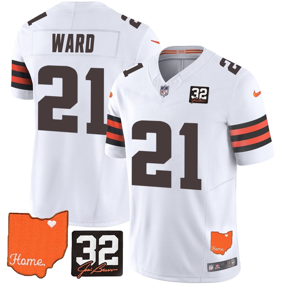 CLE #32 Jim Brown Memorial & Home Patch Vapor Limited Jersey - image 29