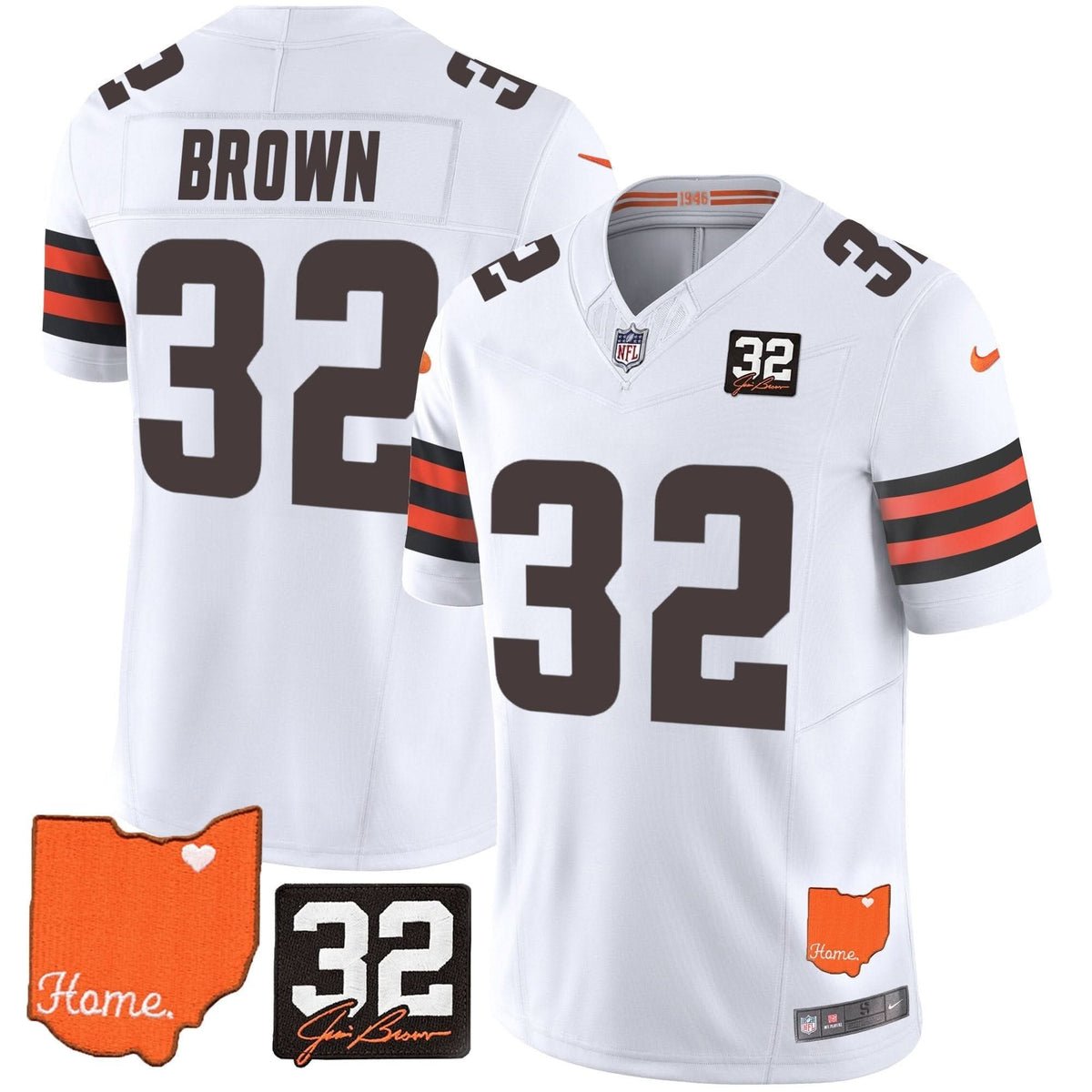 CLE #32 Jim Brown Memorial & Home Patch Vapor Limited Jersey - image 27
