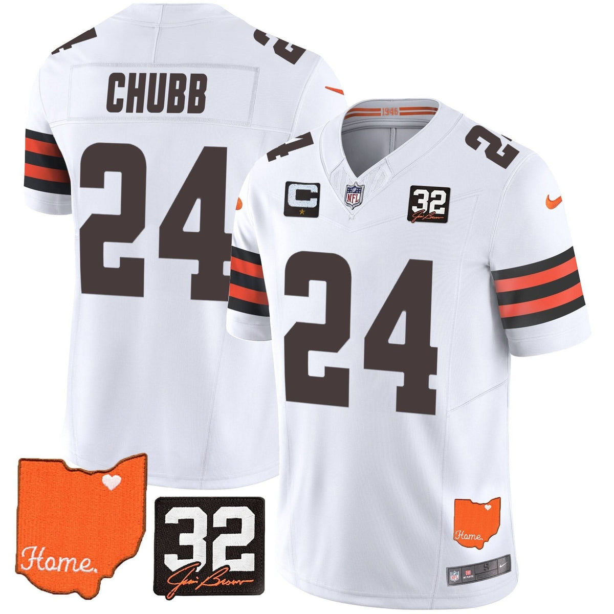 CLE #32 Jim Brown Memorial & Home Patch Vapor Limited Jersey - image 25
