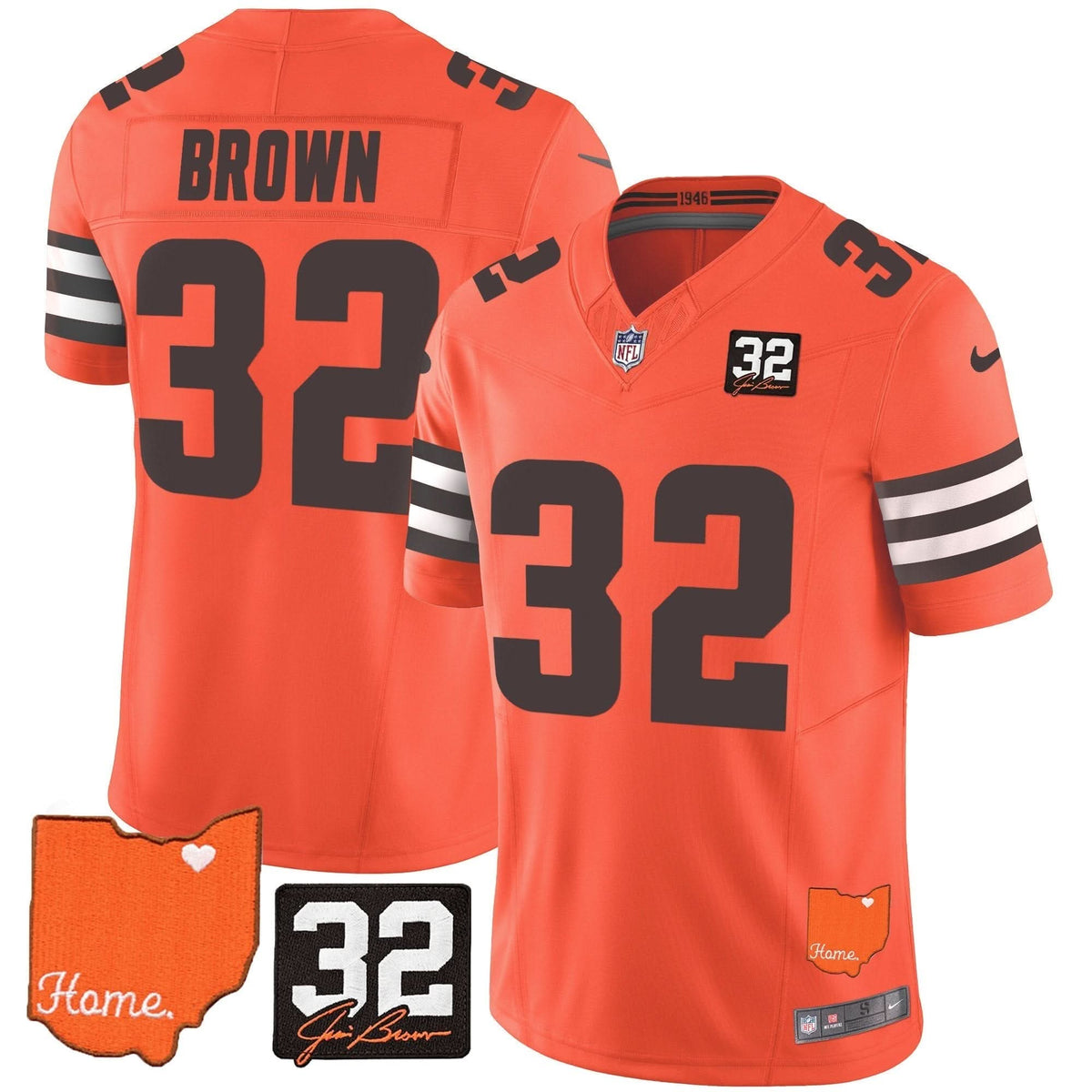 CLE #32 Jim Brown Memorial & Home Patch Vapor Limited Jersey - image 38