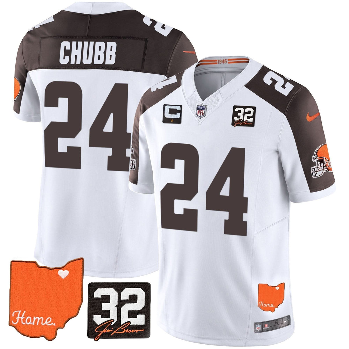 CLE #32 Jim Brown Memorial & Home Patch Vapor Limited Jersey - image 47