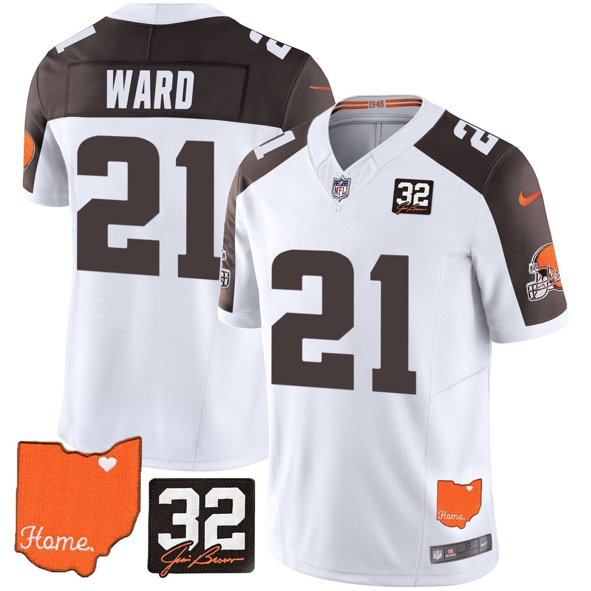 CLE #32 Jim Brown Memorial & Home Patch Vapor Limited Jersey - image 51