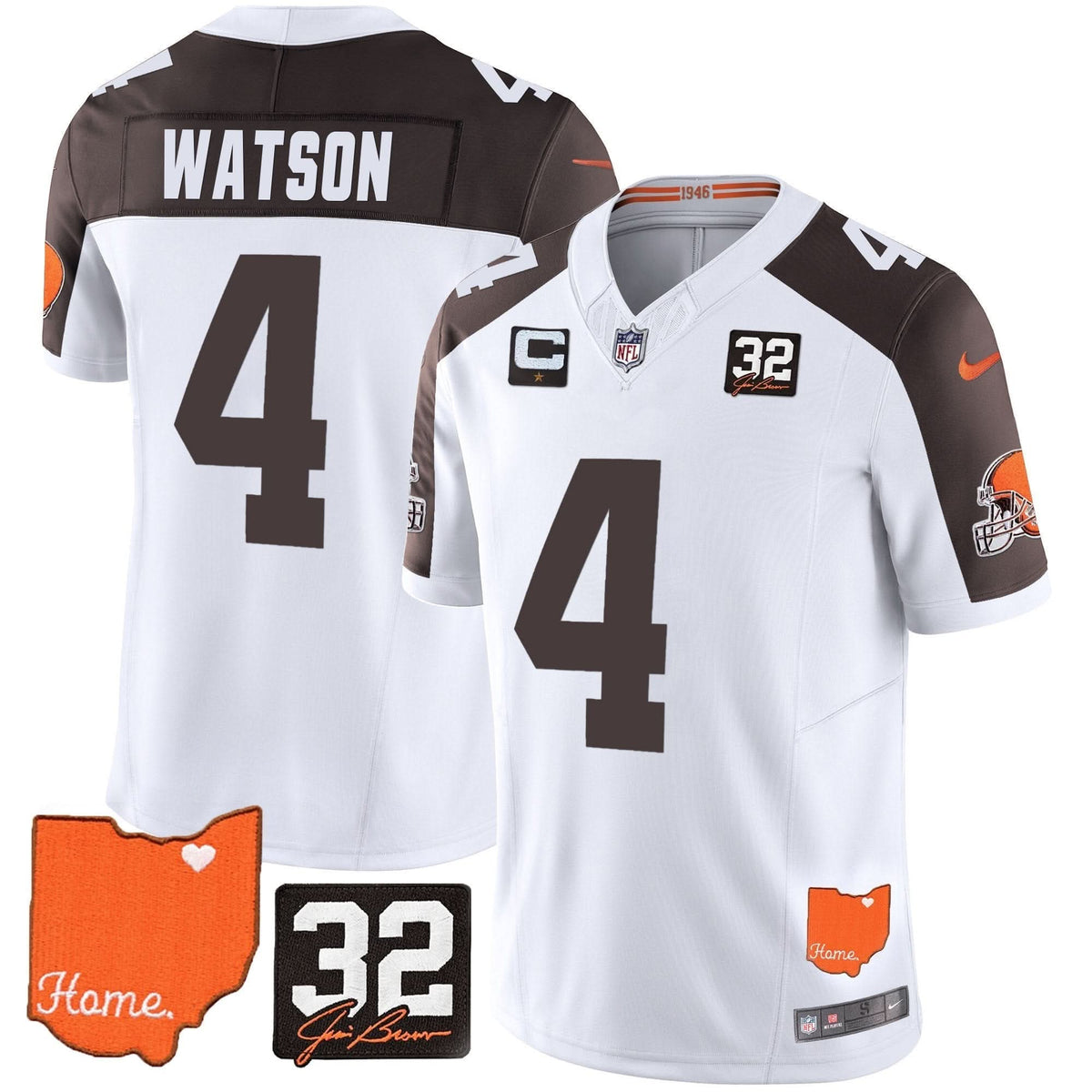 CLE #32 Jim Brown Memorial & Home Patch Vapor Limited Jersey - image 46