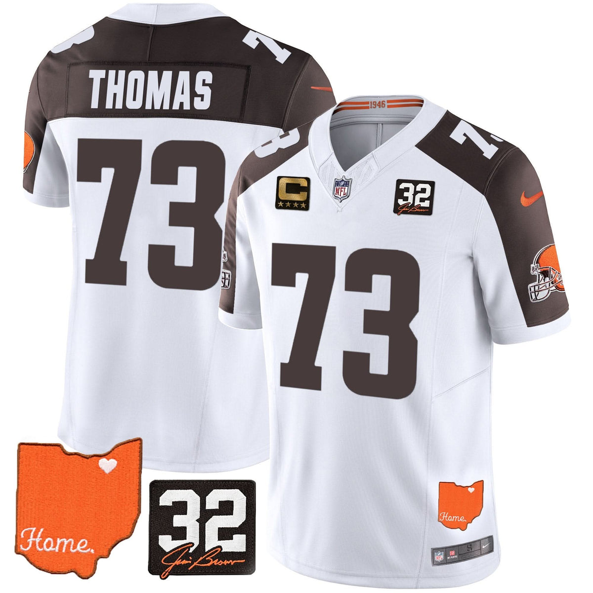 CLE #32 Jim Brown Memorial & Home Patch Vapor Limited Jersey - image 48