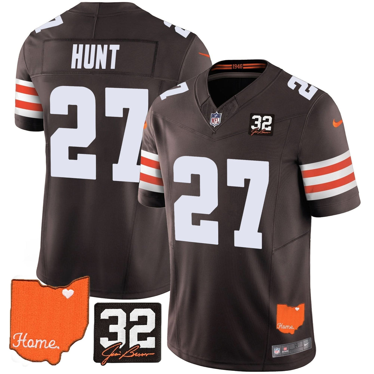 CLE #32 Jim Brown Memorial & Home Patch Vapor Limited Jersey - image 19
