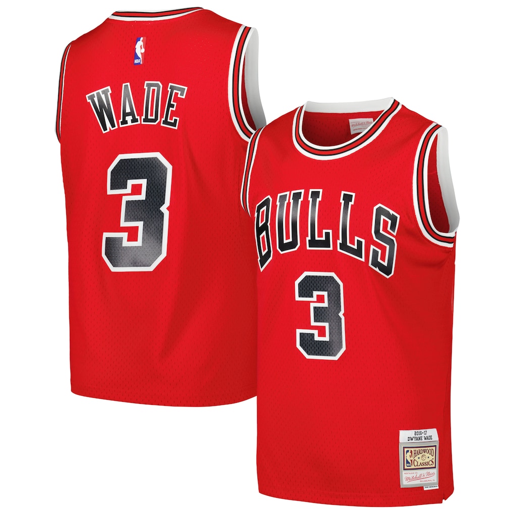 Men's Chicago Bulls Dwyane Wade Mitchell & Ness Red 2016/17 Hardwood Classics Swingman Jersey - image 1
