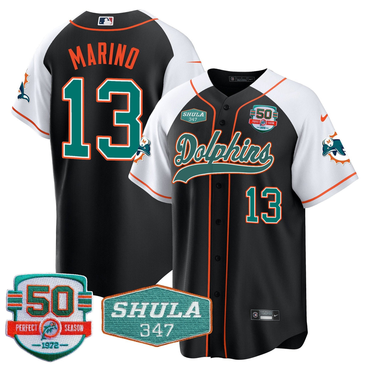 MIA 50th & Don Shula 347 Memorial Patch Baseball Jersey - All Stitched - image 5