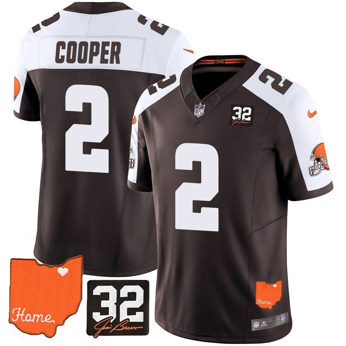CLE #32 Jim Brown Memorial & Home Patch Vapor Limited Jersey - image 9