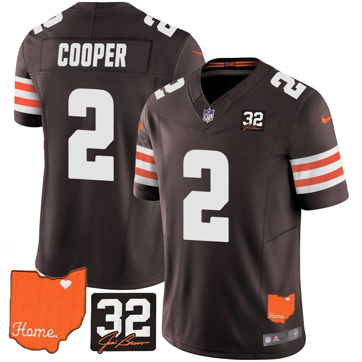 CLE #32 Jim Brown Memorial & Home Patch Vapor Limited Jersey - image 20