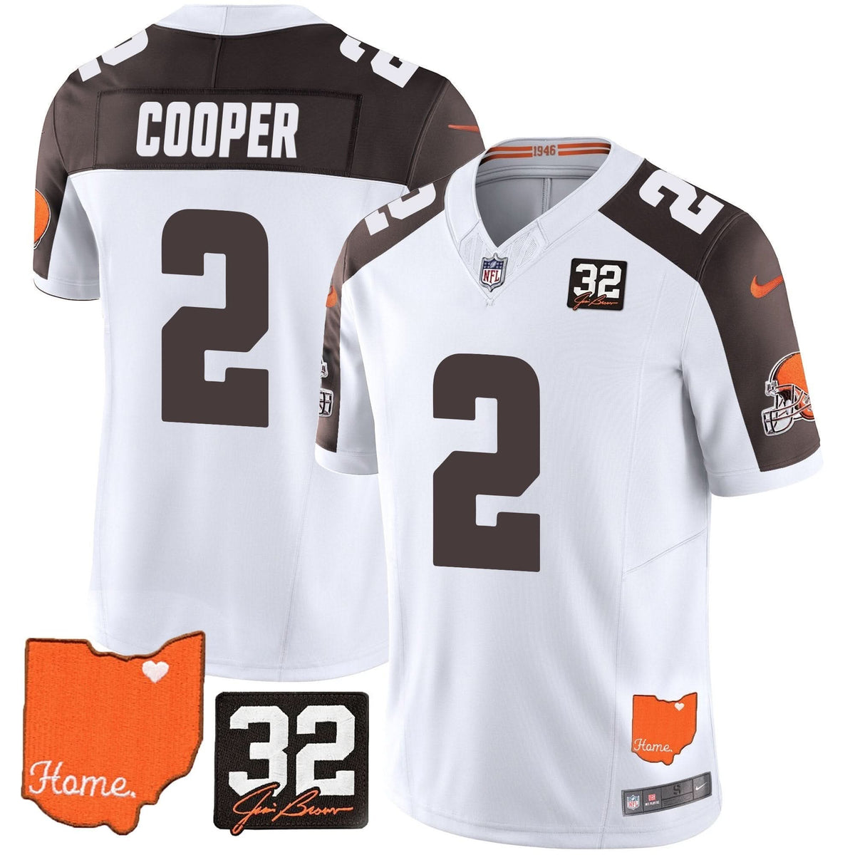 CLE #32 Jim Brown Memorial & Home Patch Vapor Limited Jersey - image 53