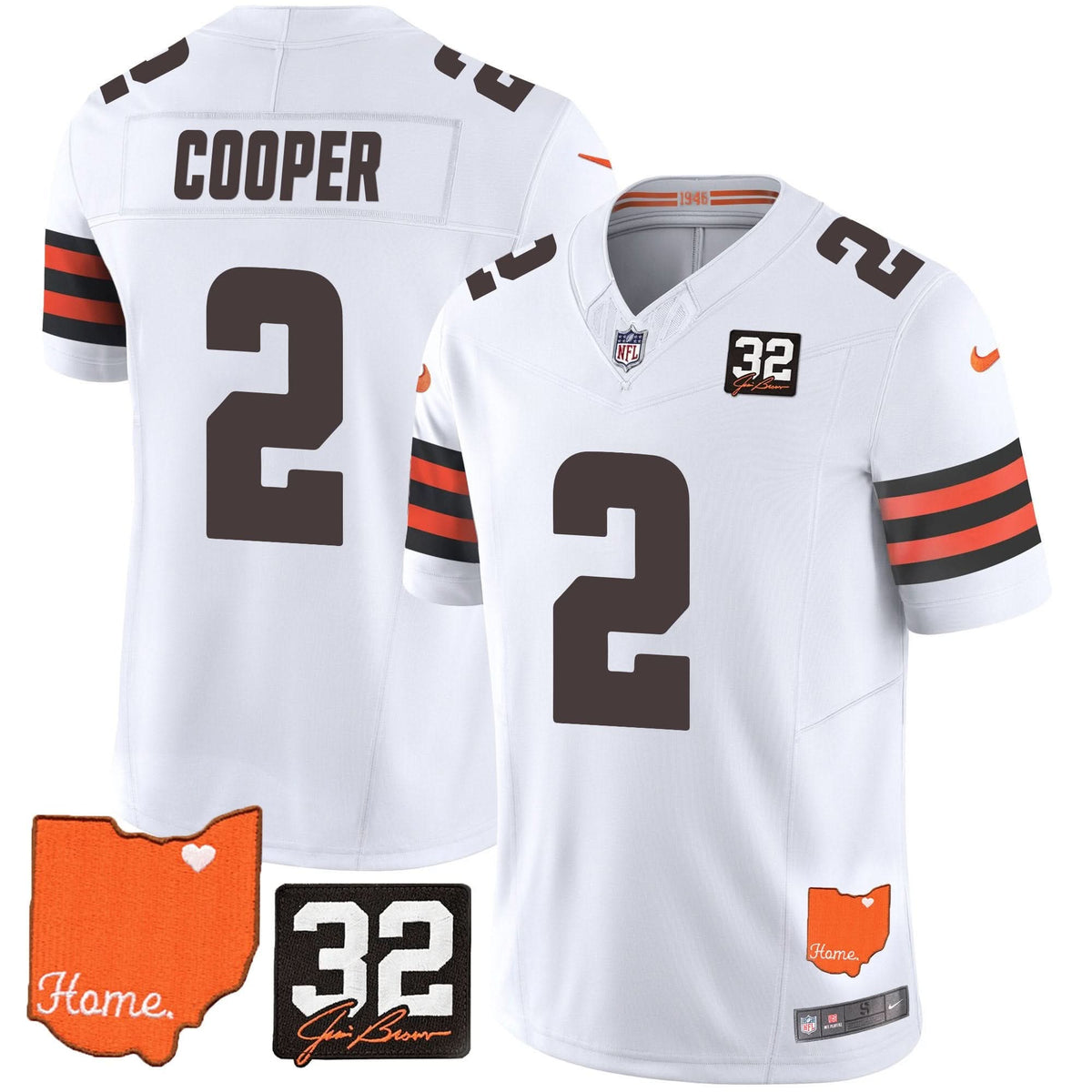 CLE #32 Jim Brown Memorial & Home Patch Vapor Limited Jersey - image 31