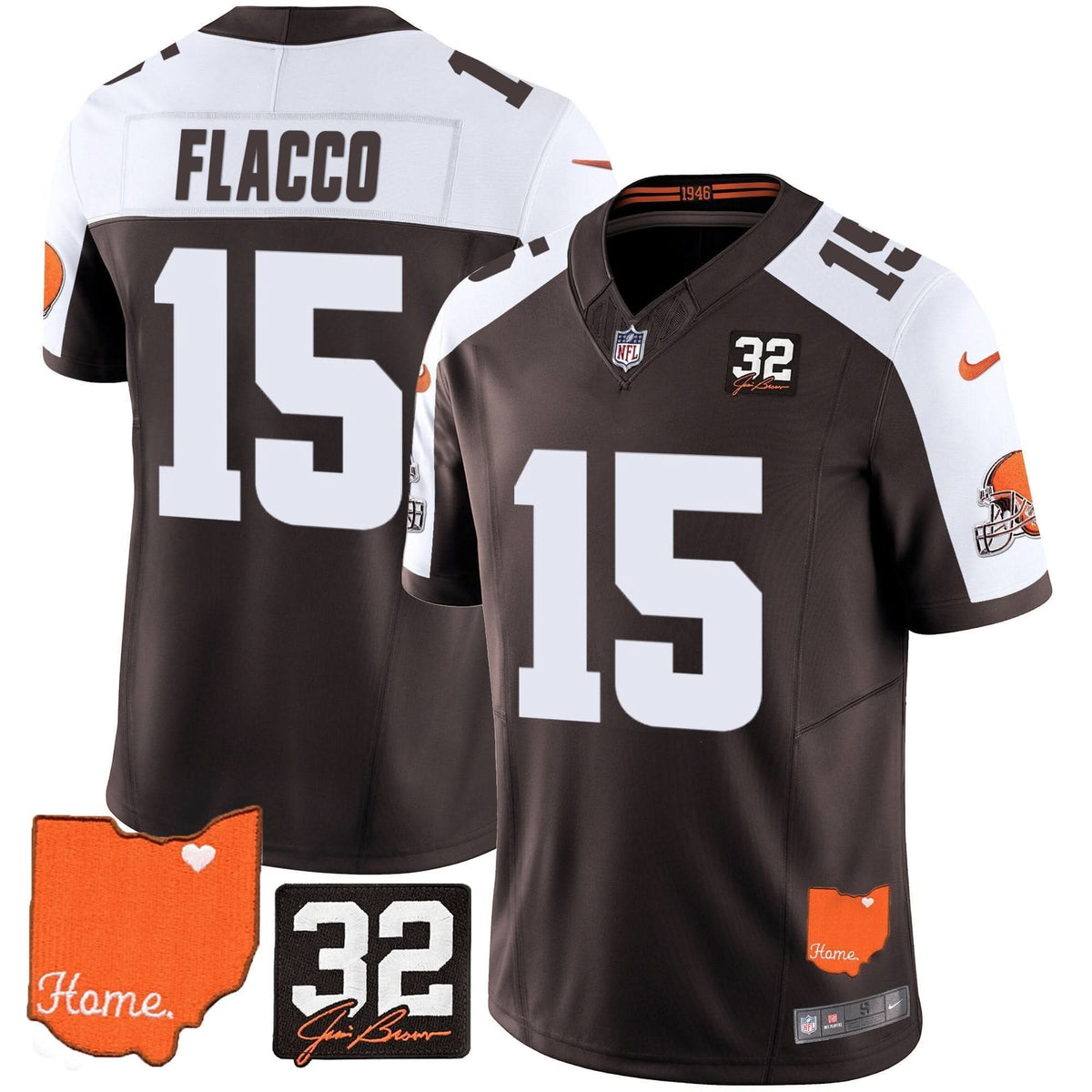 CLE #32 Jim Brown Memorial & Home Patch Vapor Limited Jersey - image 10