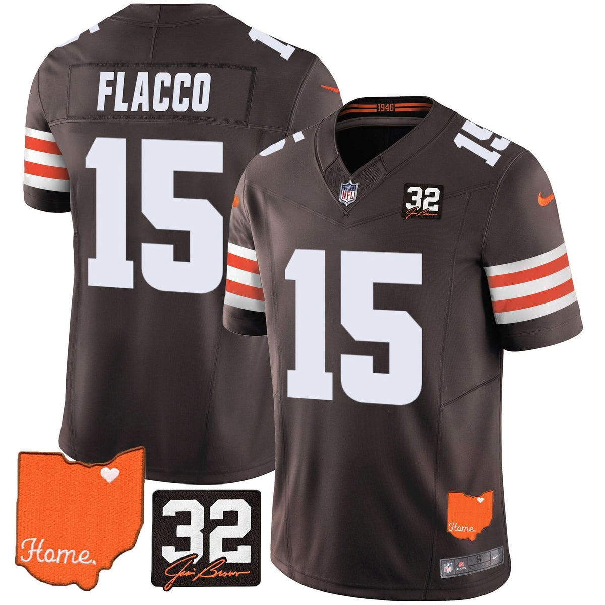 CLE #32 Jim Brown Memorial & Home Patch Vapor Limited Jersey - image 21