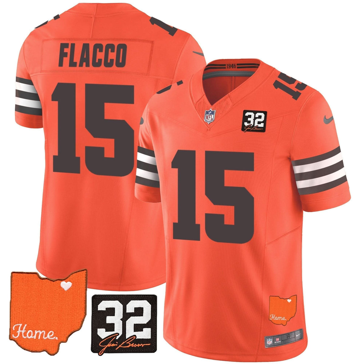 CLE #32 Jim Brown Memorial & Home Patch Vapor Limited Jersey - image 43