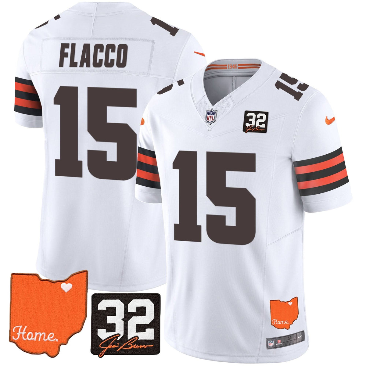 CLE #32 Jim Brown Memorial & Home Patch Vapor Limited Jersey - image 32