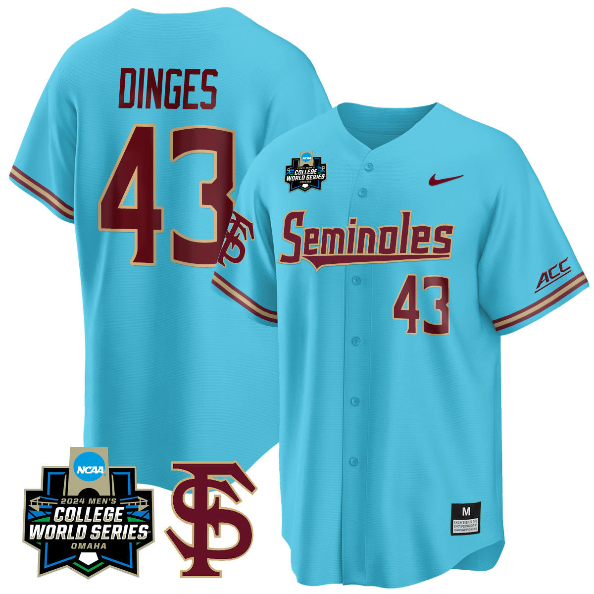 Men's Florida State Seminoles 2024 College World Series Vapor Premier Limited Jersey V1 - All Stitched - image 8