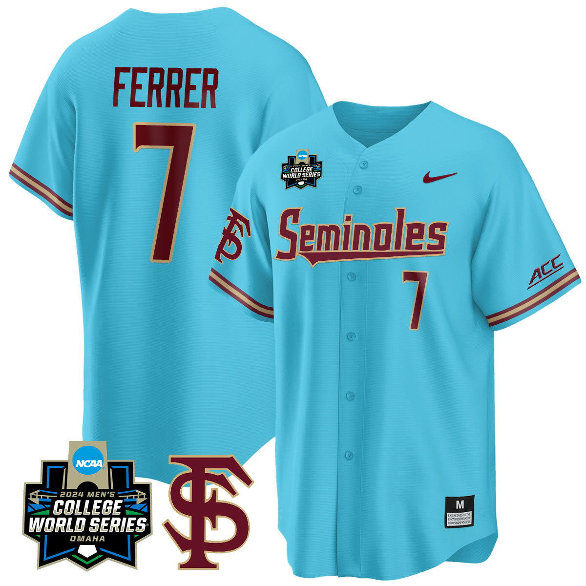 Men's Florida State Seminoles 2024 College World Series Vapor Premier Limited Jersey V1 - All Stitched - image 2