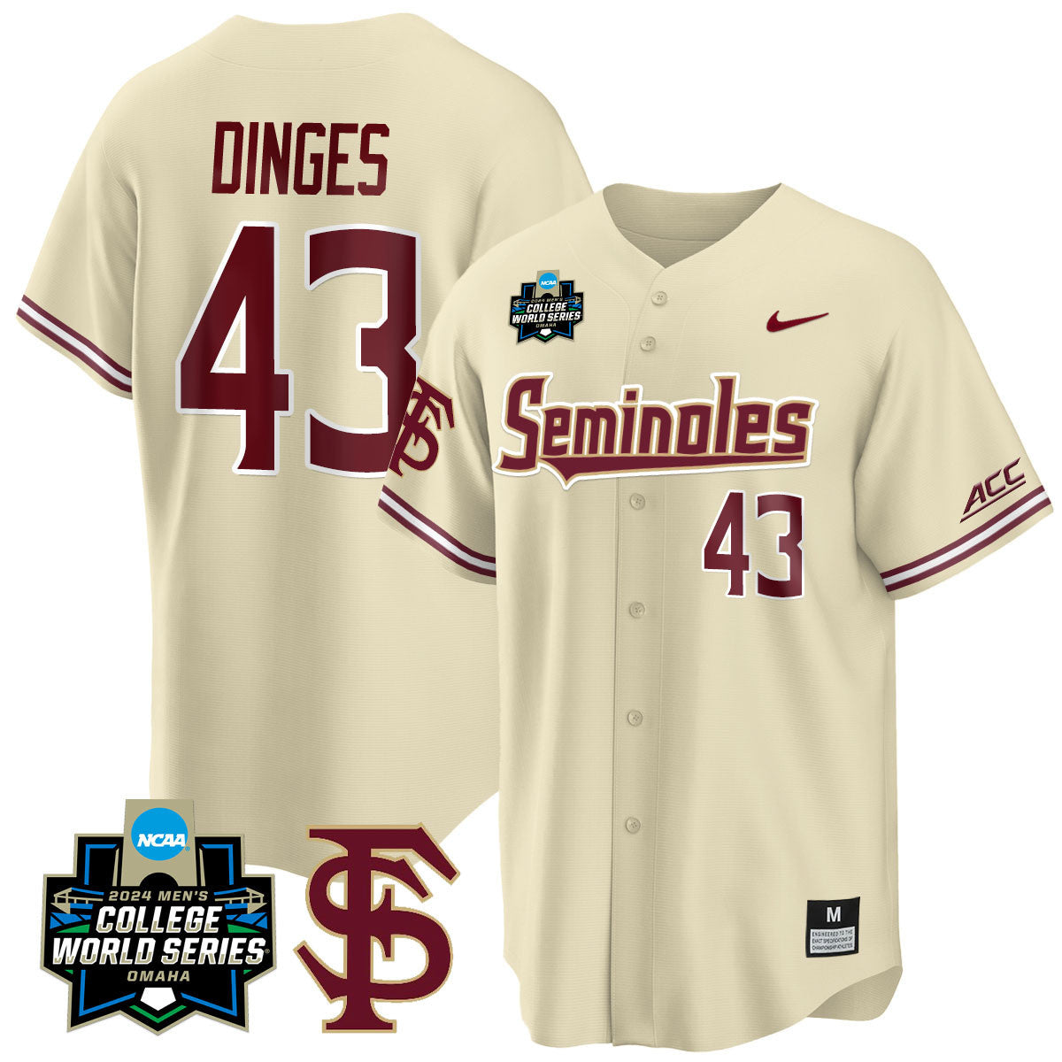 Men's Florida State Seminoles 2024 College World Series Vapor Premier Limited Jersey V1 - All Stitched - image 13