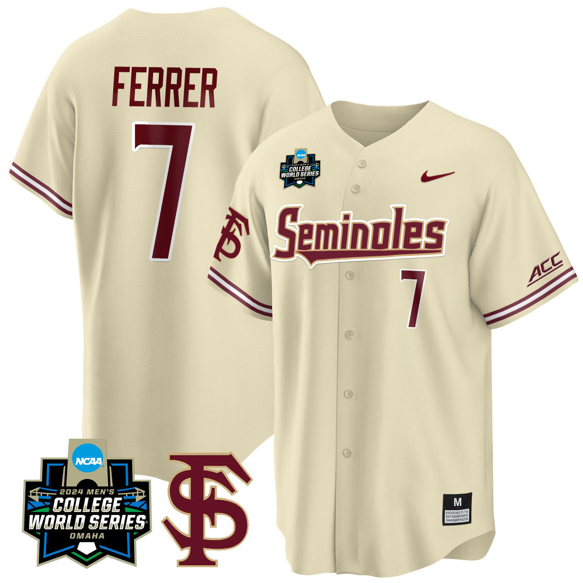 Men's Florida State Seminoles 2024 College World Series Vapor Premier Limited Jersey V1 - All Stitched - image 14