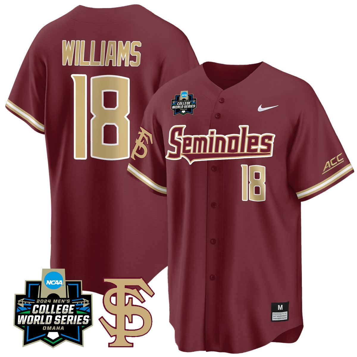 Men's Florida State Seminoles 2024 College World Series Vapor Premier Limited Jersey V1 - All Stitched - image 30