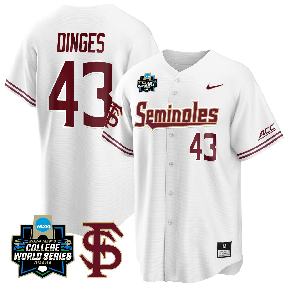 Men's Florida State Seminoles 2024 College World Series Vapor Premier Limited Jersey V1 - All Stitched - image 44
