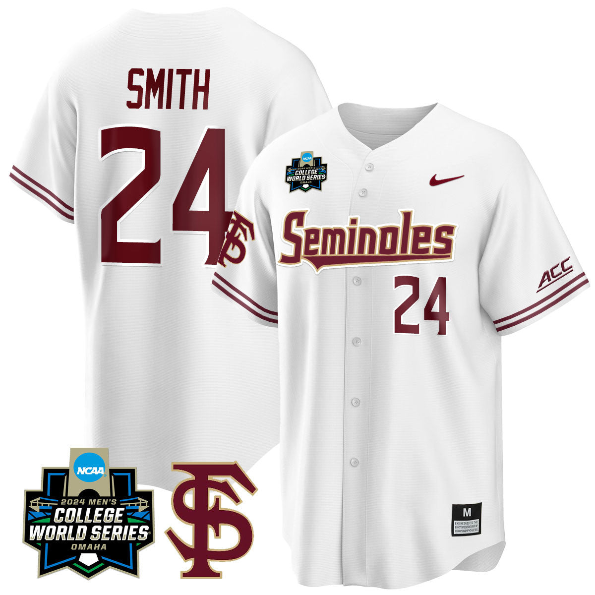 Men's Florida State Seminoles 2024 College World Series Vapor Premier Limited Jersey V1 - All Stitched - image 46