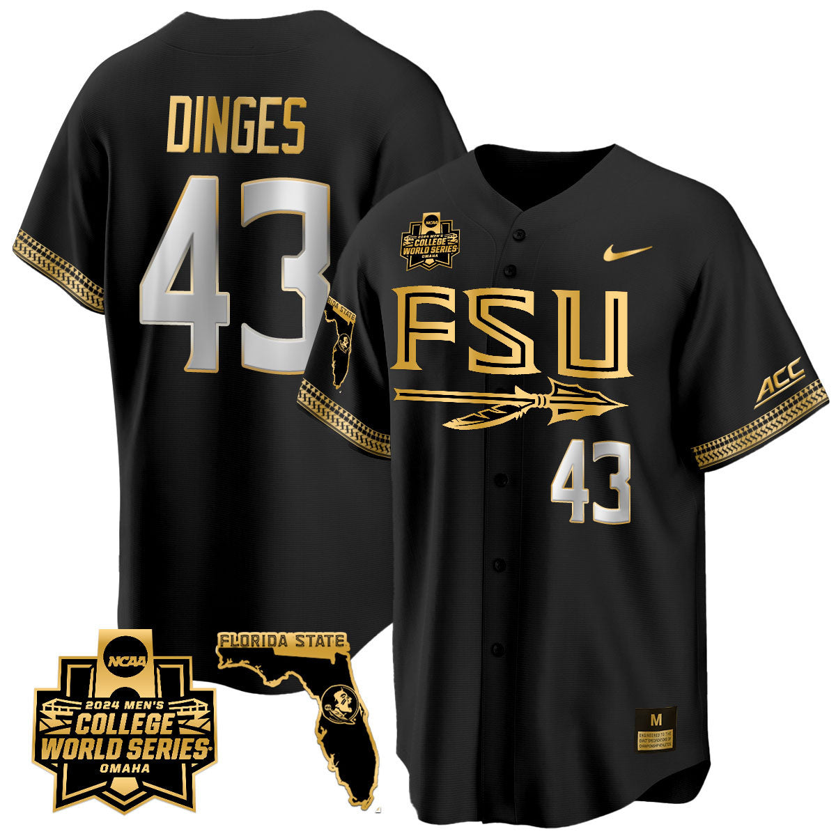Men's Florida State Seminoles 2024 College World Series Vapor Premier Limited Jersey V2 - All Stitched - image 1