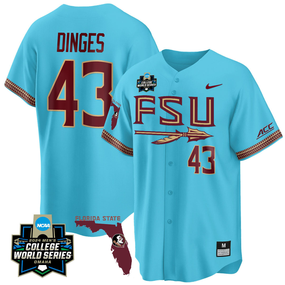Men's Florida State Seminoles 2024 College World Series Vapor Premier Limited Jersey V2 - All Stitched - image 8
