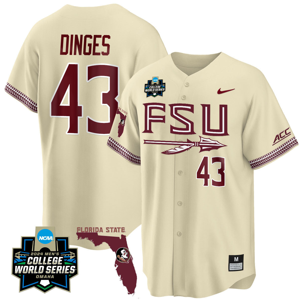 Men's Florida State Seminoles 2024 College World Series Vapor Premier Limited Jersey V2 - All Stitched - image 14